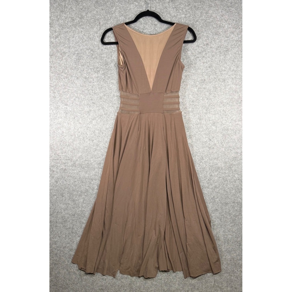 Weissman Dance Costume Dress Women MA Brown Mesh V-Neck Lyrical 10386